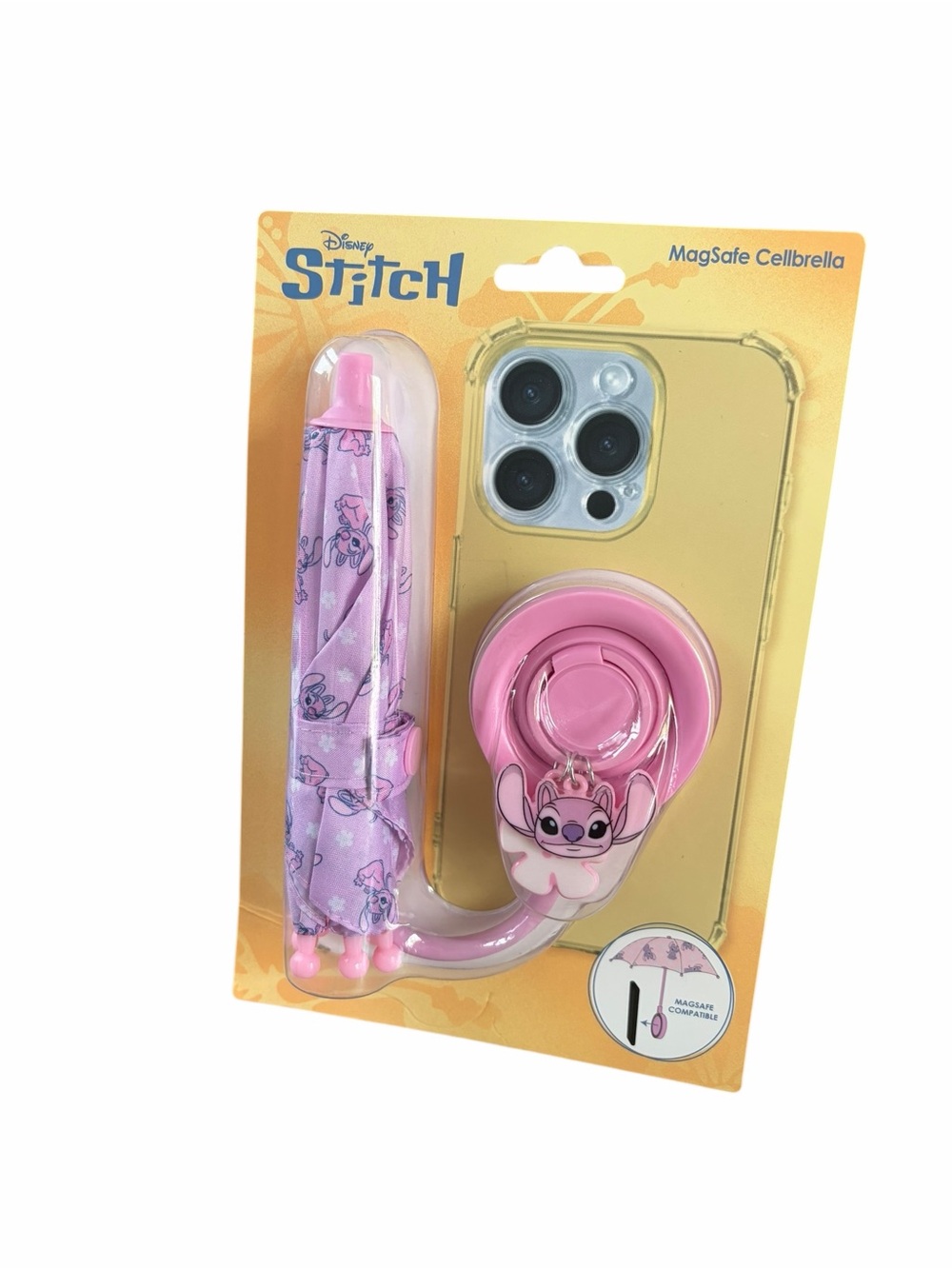 Disney Stitch Pink MagSafe Cellbrella Phone Grip & Mini Umbrella
